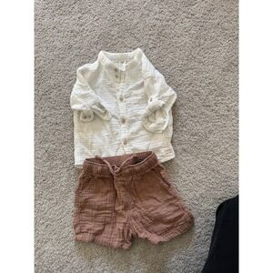 H&M Button Up + Shorts Set Size 9month